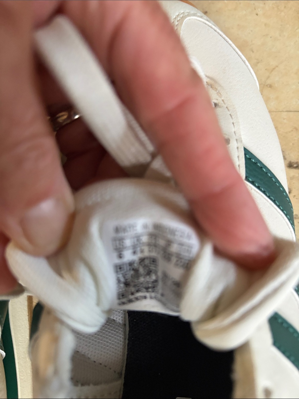 adidas Kids White Sneakers with Dark Green Stripes - Picture 5 of 6